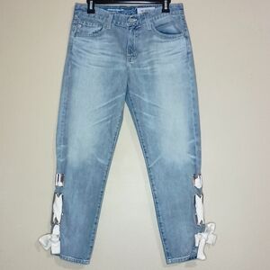 AG-ED Adriano Goldschmied Ex Boyfriend Slouchy Slim Lace Up Leg Ankle Jeans